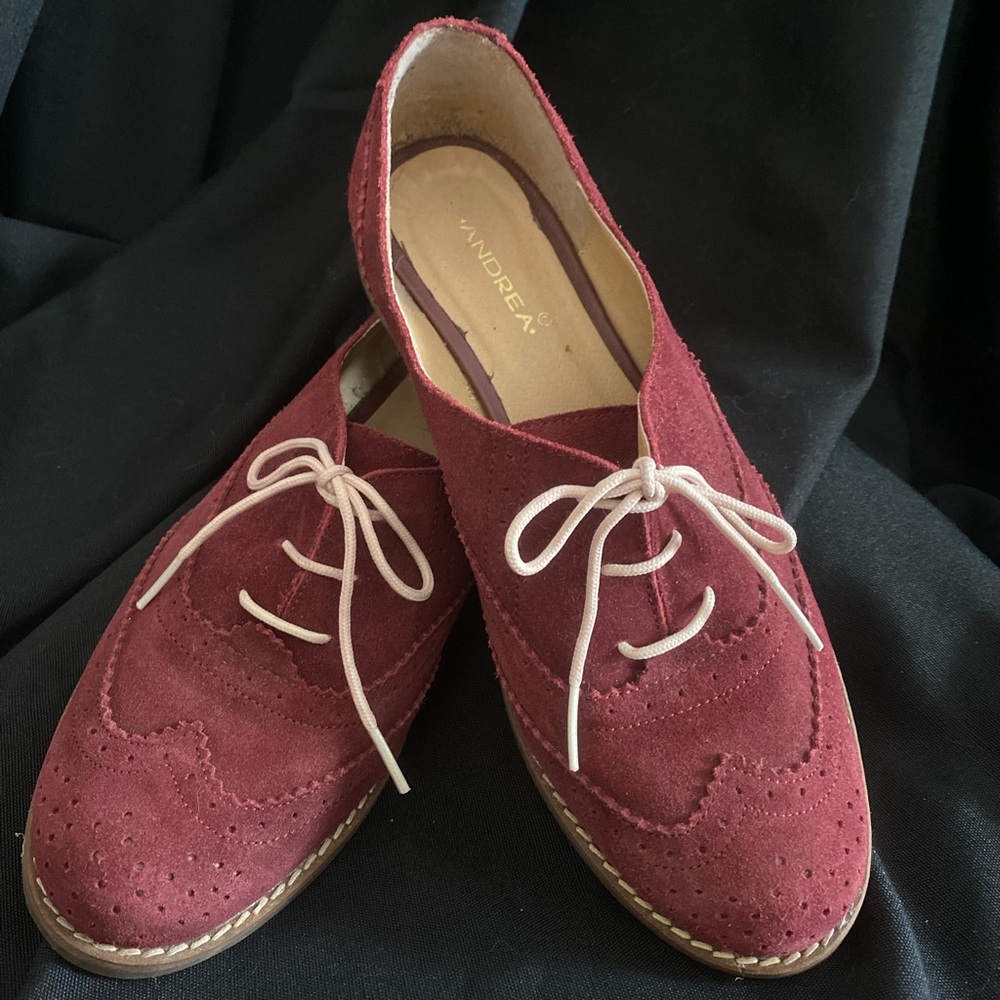 Andrea Cranberry Suede Oxfords